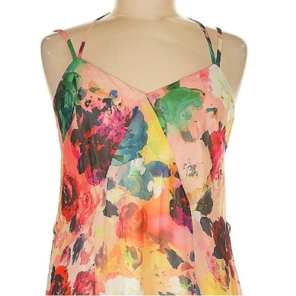 Spotlight by Warehouse Halter Watercolor Floral Maxi Dress Size 6 US - Picture 6 of 6